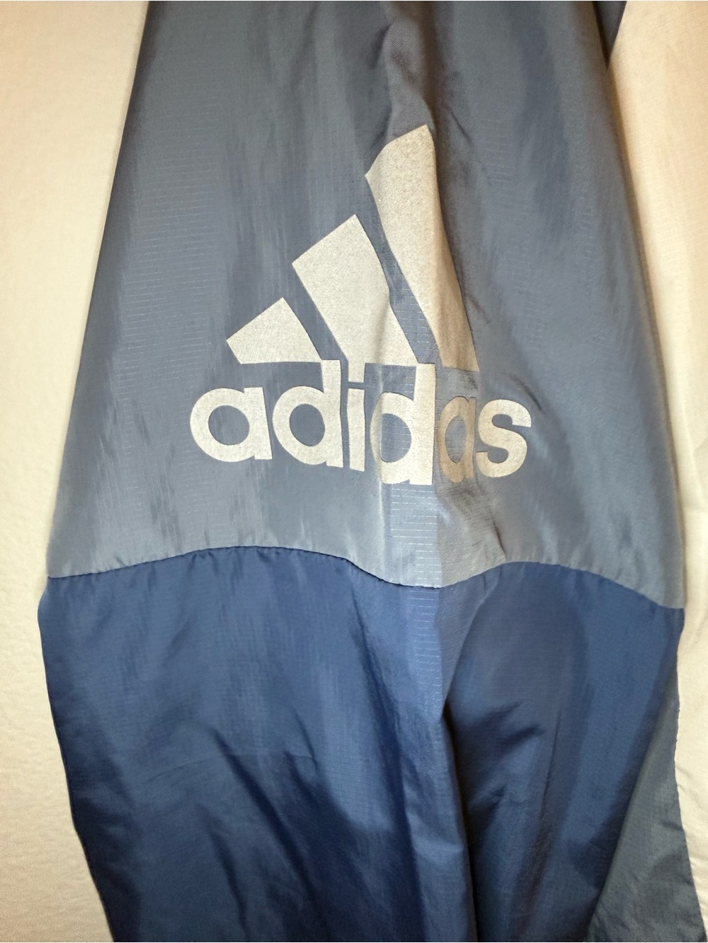 adidas White and Navy Colorblock Hooded Windbreaker - Picture 7 of 9
